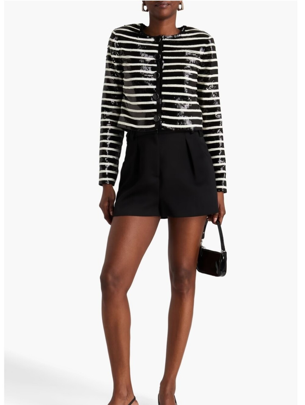 VERONICA BEARD Mickey Black & White Striped Sequined Woven Jacket Msrp $798